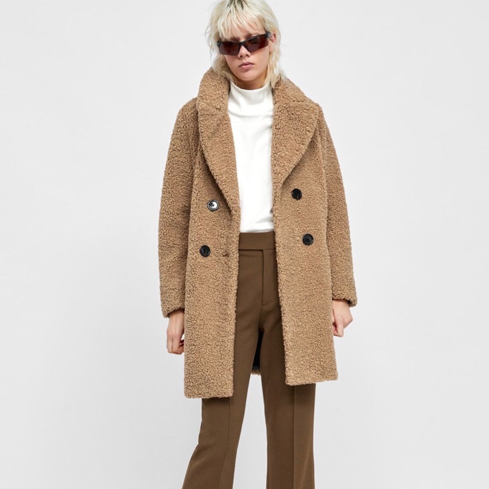Zara Shearling Textured Coat